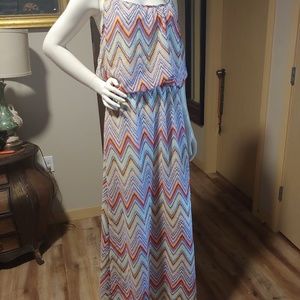 Print sheer maxi dress